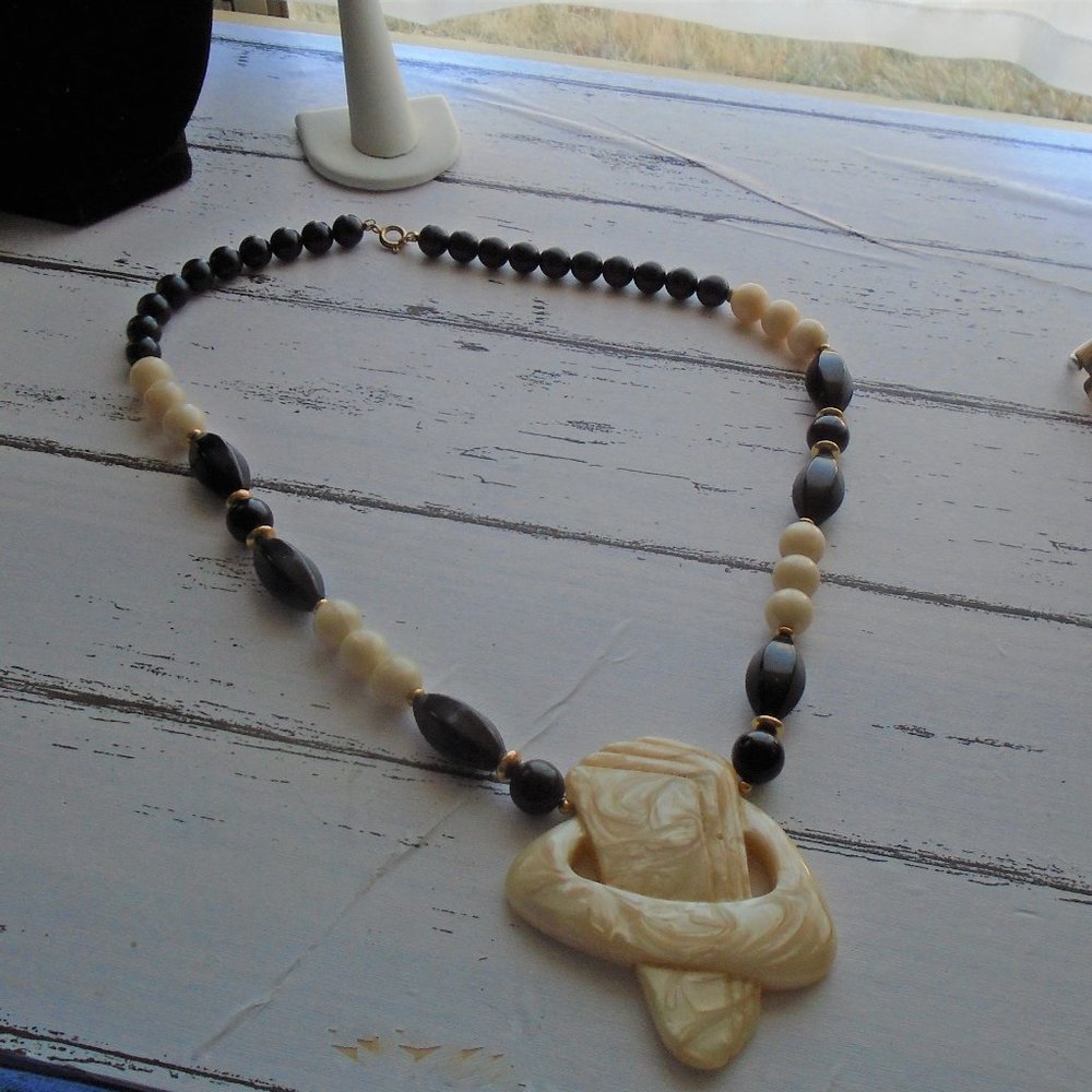 Vintage Cream and black necklace I will be the fanciest Star Trek fan